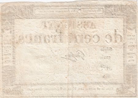 France 100 Francs - 18 Nivose An III - (07.01.1795) - Sign. Goussu - L.173 - Série 5255