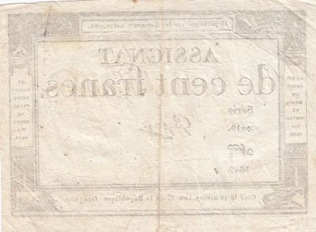 France 100 Francs - 18 Nivose An III - (07.01.1795) - Sign. Goussu - Série 4519