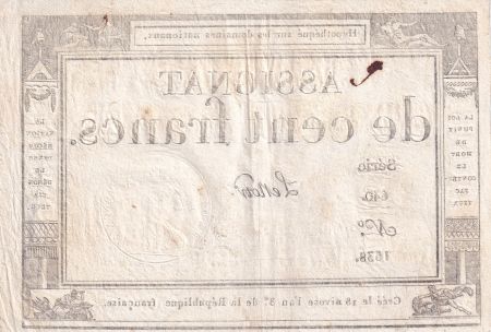 France 100 Francs - 18 Nivose An III - (07.01.1795) - Sign. Lenoir - Série 640 - L.173