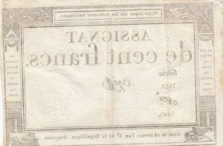 France 100 Francs - 18 Nivose An III - (07.01.1795) - Sign. Ogé - Série 1652
