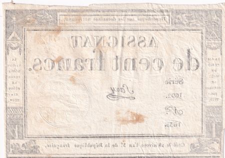 France 100 Francs - 18 Nivose An III - (07.01.1795) - Sign. Saxy - Série 1692 - L.173