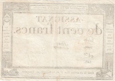 France 100 Francs - 18 Nivose An III - (07.01.1795) - Sign. Saxy - Série 2906