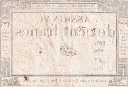 France 100 Francs - 18 Nivose An III - (07.01.1795) - Sign. Tuet - Série 1908 - L.173