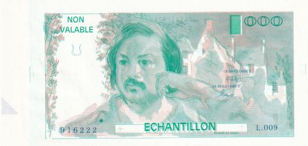 France 100 Francs - Balzac 1980 - Epreuve recto avec filigrane et signature - Série L.009 -  Echantillon - P.NEUF