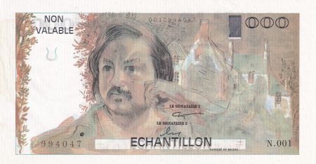 France 100 Francs - Balzac 1980 - Epreuve recto verso filigranée, signée, série N.001- Taille douce - Echantillon - P.NEUF
