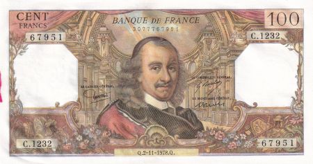 France 100 Francs - Corneille - 02-11-1978 - Série C.1232 - F.65.64