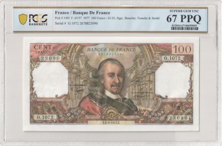 France 100 Francs - Corneille - 03-03-1977 - Série O.1072 - PCGS 67 PPQ