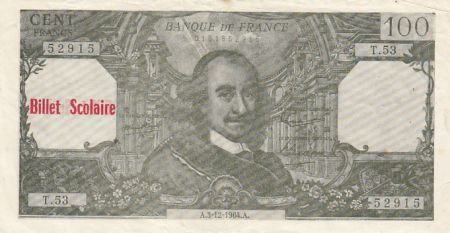 France 100 Francs - Corneille - Billet scolaire - 1964 - Série T.53