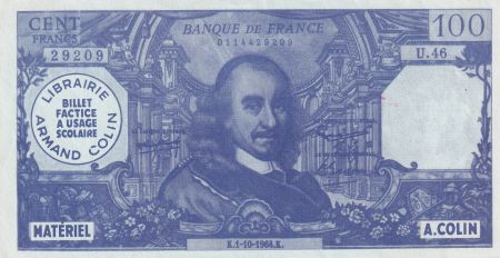 France 100 Francs - Corneille - Billet scolaire - 1964