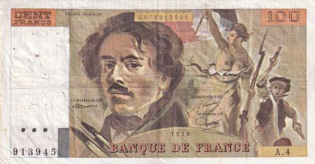 France 100 Francs - Delacroix - 1978 - Série A.4 - F.69.01c