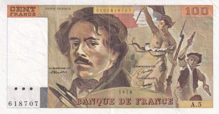 France 100 Francs - Delacroix - 1978 - Série A.5 - F.69.01d