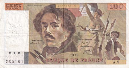 France 100 Francs - Delacroix - 1978 - Série A.9 - F.69.01h