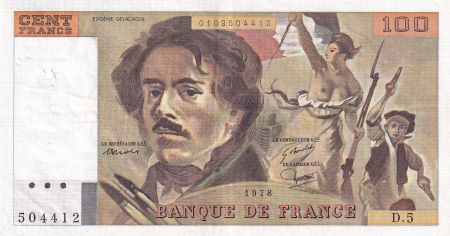 France 100 Francs - Delacroix - 1978 - Série D.5 - F.69.01d