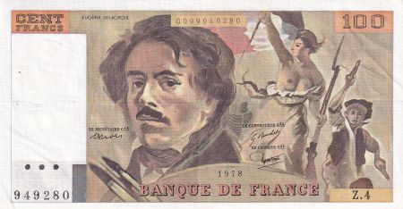 France 100 Francs - Delacroix - 1978 - Série Z.4 - F.69.01c