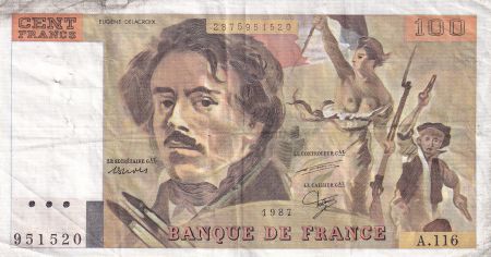 France 100 Francs - Delacroix - 1987 - Série A.116 - F.69.11