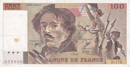 France 100 Francs - Delacroix - 1990 - Série D.176