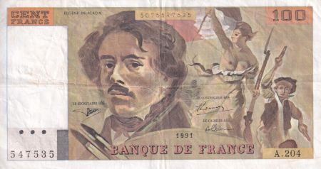 France 100 Francs - Delacroix - 1991 - Série A.204 - F.69BIS.04b