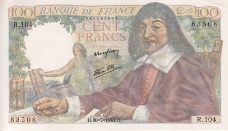 France 100 Francs - Descartes - 20-07-1944 - Série R.104 - F.27.06