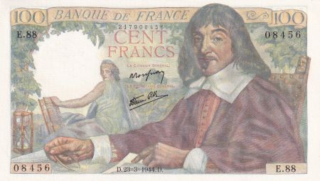 France 100 Francs - Descartes - 23-03-1944 - Série E.88 - F.27.05