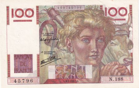 France 100 Francs - Jeune Paysan - 09-01-1947 - Série N.188 - F.28.13