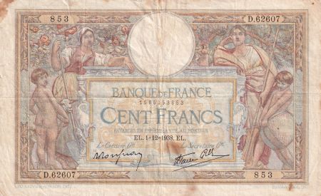 France 100 Francs - Luc Olivier Merson - 01-12-1938 - Série D.62607 - F.25.35