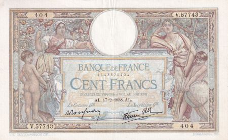 France 100 Francs - Luc Olivier Merson - 17-02-1938 - Série V.57743 - F.25.11