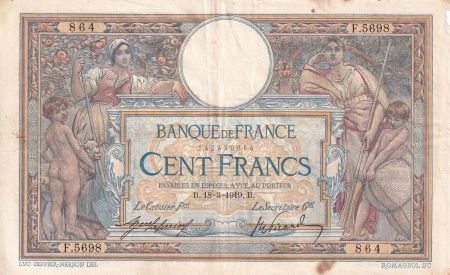 France 100 Francs - Luc Olivier Merson - 18-03-1919 - Série F.5698 - TTB - F.23.11
