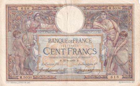 France 100 Francs - Luc Olivier Merson - 30-08-1918 - Série M.5030 - TTB - F.23.10