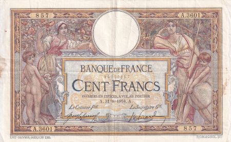 France 100 Francs - Luc Olivier Merson - 31-08-1916 - Série A.3601 - F.23.08