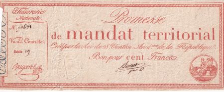 France 100 Francs - Mandat Territorial - 1796 - Série 19 - L.197