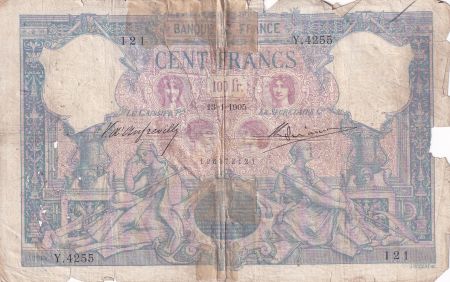 France 100 Francs - Rose et Bleu - 13-01-1905 - Série Y.4255 - F.21.19