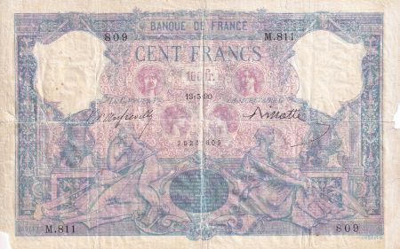 France 100 Francs - Rose et Bleu - 1890 - Série M.811 - B - F.21.03