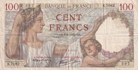 France 100 Francs - Sully - 08-02-1940 - Série K.7082 - F.26.22