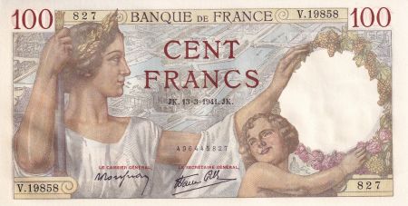 France 100 Francs - Sully - 13-03-1941 - Série V.19858 - F.26.48