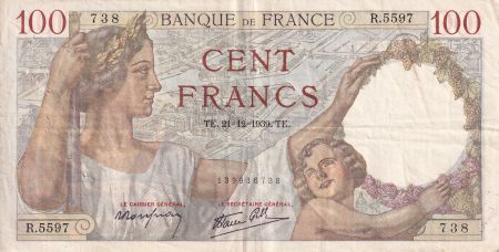France 100 Francs - Sully - 21-12-1939 - Série R.5597- F.26.18