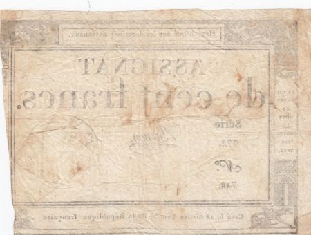 France 100 Francs 18 Nivose An III - 7.1.1795 - Sign. Brisson