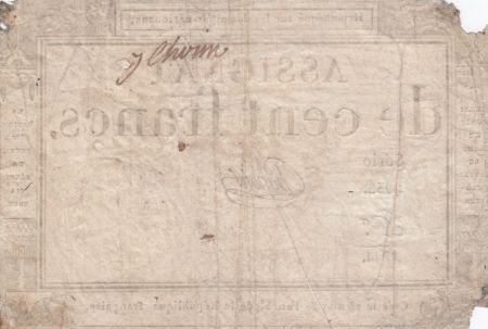 France 100 Francs 18 Nivose An III - 7.1.1795 - Sign. Chapotot