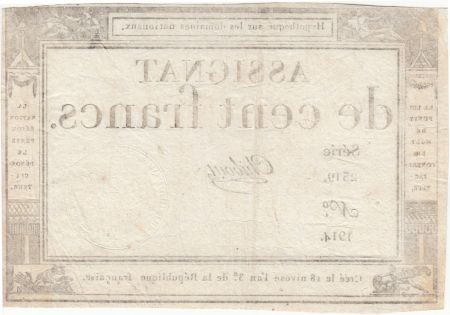 France 100 Francs 18 Nivose An III - 7.1.1795 - Sign. Chibou