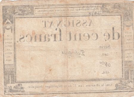 France 100 Francs 18 Nivose An III - 7.1.1795 - Sign. Dehogues Série 281