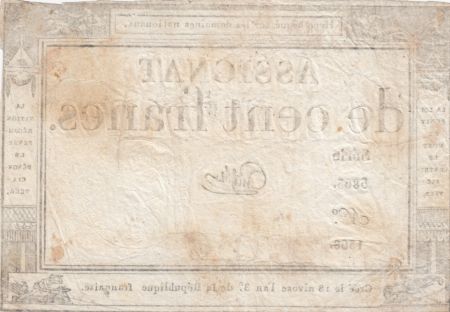 France 100 Francs 18 Nivose An III - 7.1.1795 - Sign. Guyot Série 3863