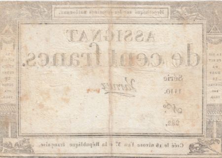 France 100 Francs 18 Nivose An III - 7.1.1795 - Sign. Varnier Série 1110