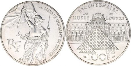 France 100 Francs Bicentennaire du Louvre - Liberté 1993 Argent