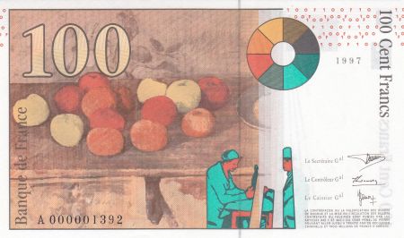 France 100 Francs Cézanne - 1997 - Petit n° A.000001392