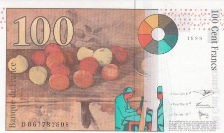 France 100 Francs Cézanne - 1998 - Faute impression décalé - Série D. 061