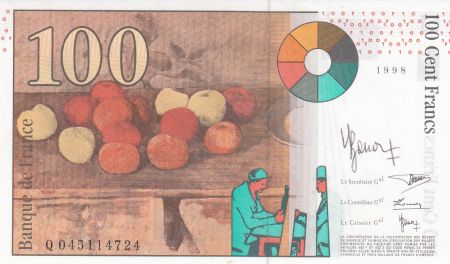 France 100 Francs Cezanne - 1998 - Série Q. 045 - Signé par Y. Barroux