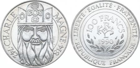 France 100 Francs Charlemagne - 1990 Argent