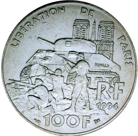 France 100 Francs Commémo. Libération de Paris FRANCE 1994 (SUP)