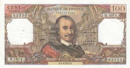 France 100 Francs Corneille - 02-06-1977 - Série H.1074 - TTB+