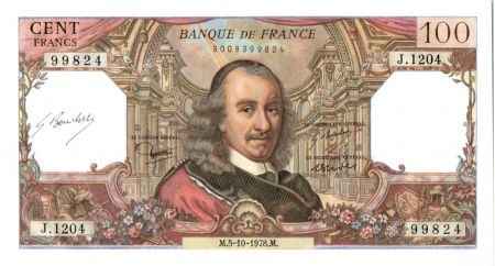 France 100 Francs Corneille - 05-10-1978 Série J.1204 contresigné