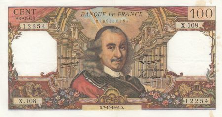 France 100 Francs Corneille 07-10-1965 - Série X.108